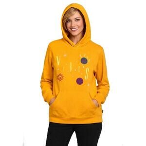 Brooklyn Cloth Womens Hoodie Top Yellow Pullover Pockets Lightweight Size Medium